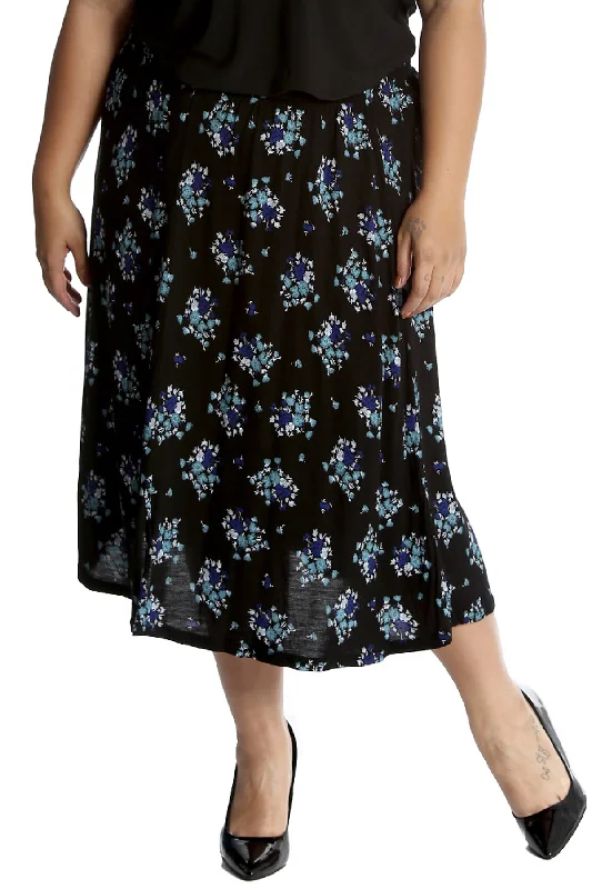 Floral Print Maxi Skirt Black denim skirt classic