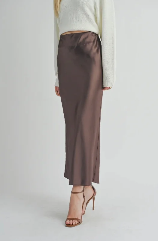 Sage The Label Chocolate Flawless Mermaid Maxi Skirt high slit skirt