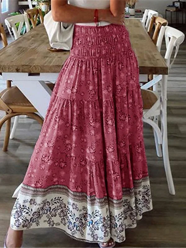 Women's Skirts Casual High Waist Printed Long Skirt wrap skirt elegant