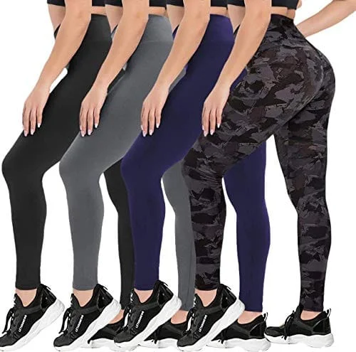 4 Pack Leggings for Women Butt Lift - High Waisted Tummy Control Soft Pants 4 Way Stretch Tights for Yoga Workout Stylish Stretch-Waist Leggings 4 Pack Leggings for Women Butt Lift - High Waisted Tummy Control Soft Pants 4 Way Stretch Tights for Yoga Workout Stylish Stretch-Waist Leggings
