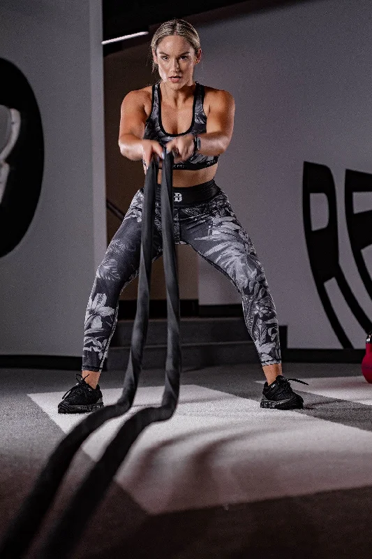 Women's Tropical Leggings and Sports Bra Set Trendy Seamless Sports Leggings