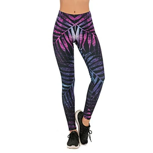 Black Leaf Seamless Workout Leggings - Women’s 3D Printed Purple Yoga Leggings, Tummy Control Running Pants (Purple, Medium) Comfortable Athletic Tights Black Leaf Seamless Workout Leggings - Women’s 3D Printed Purple Yoga Leggings, Tummy Control Running Pants (Purple, Medium) Comfortable Athletic Tights