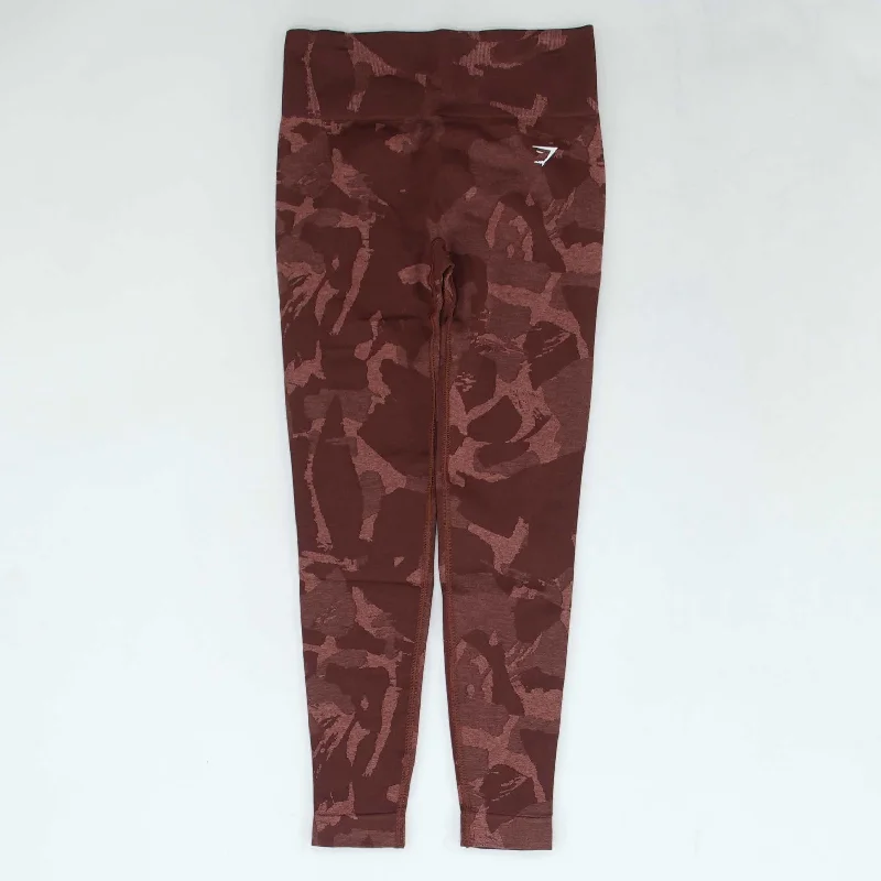 Burgundy Graphic Leggings Comfortable Fleece-Lined Leggings