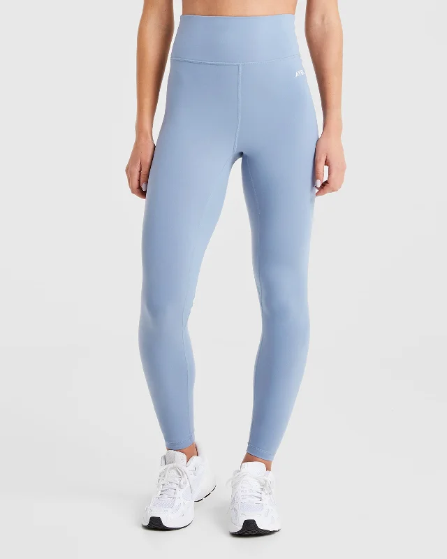 Core Leggings - Steel Blue Comfortable Wide-Band Leggings