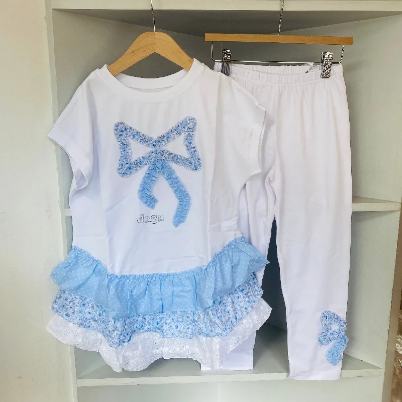 DAGA - Flower Bow Tunic Legging Set Elegant Velvet Leggings