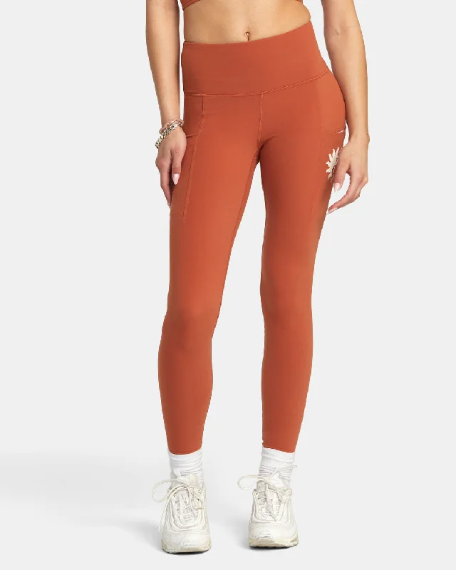 Earth Pocket Legging Pants - Terracotta Elegant Sheer Leggings
