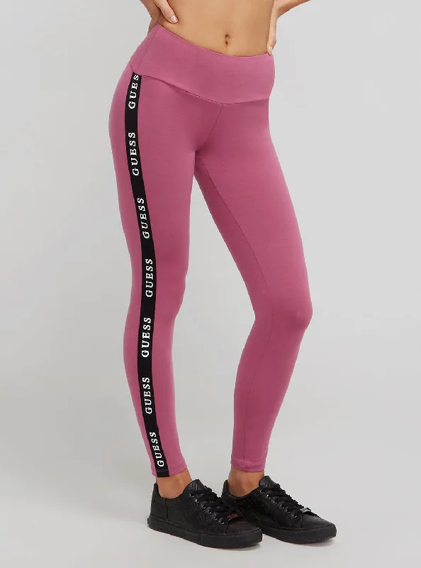 Eco Purple Blush Aline Active Logo Leggings Fashionable Smooth Fit Leggings