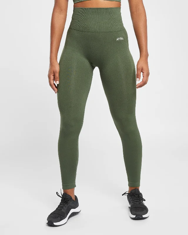 Empower Seamless Leggings - Khaki Green Stylish Camo Print Leggings