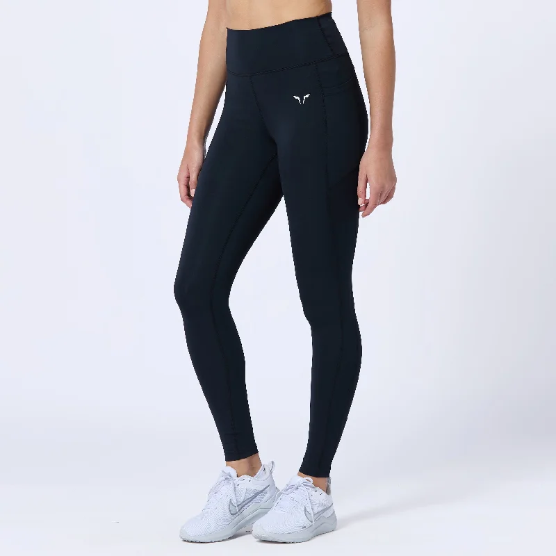 Essential High Waisted Leggings 27"  - Black Trendy Foil Finish Leggings