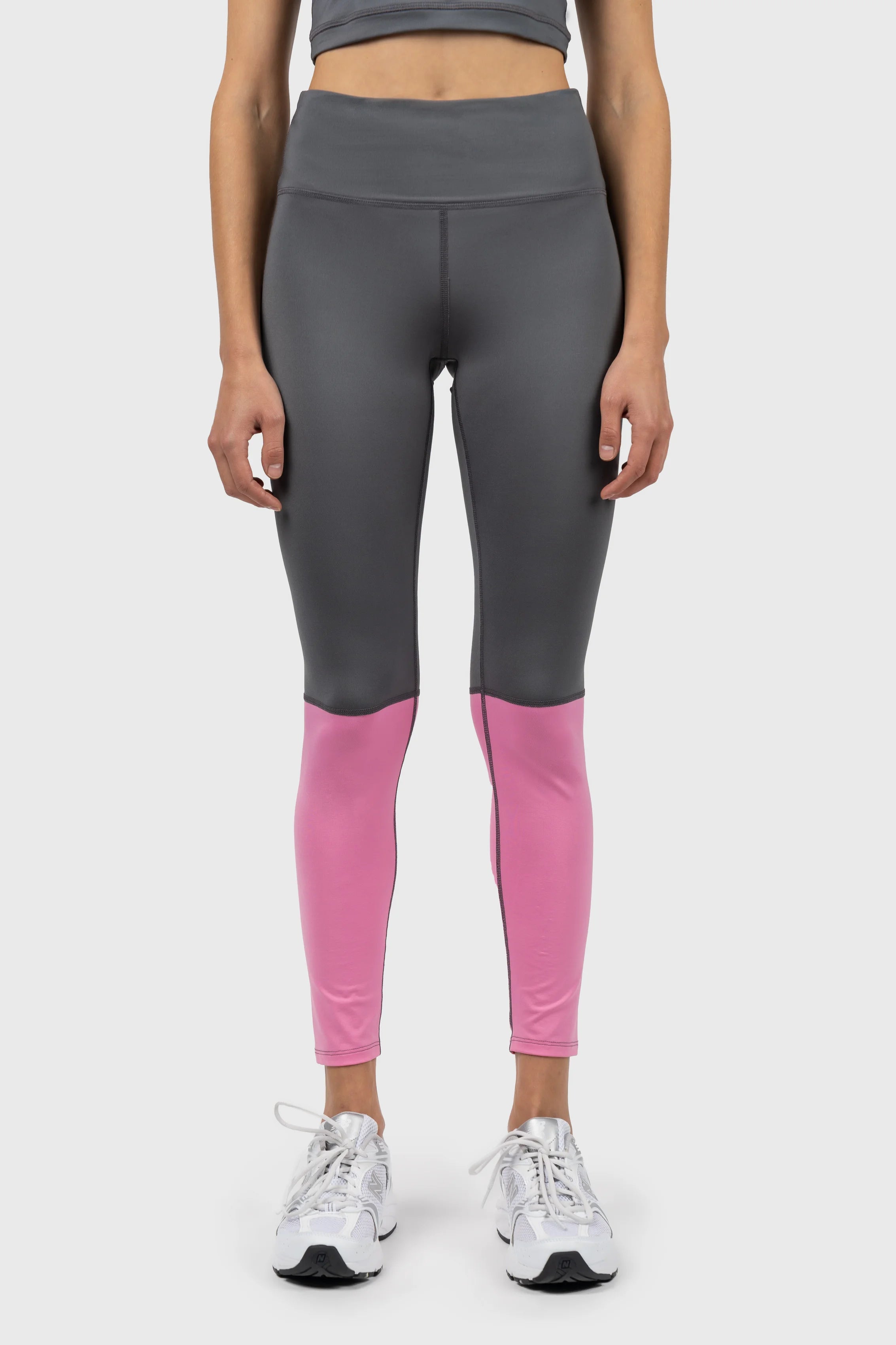 Grey and Pink Active Long Leggings Cozy Ribbed Leggings