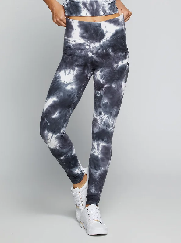 Grey Tie Dye Eudora Active Leggings Comfortable Stretch Leggings