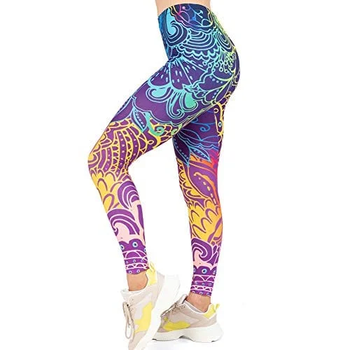 High Waisted Seamless Workout Leggings - Women?s Mandala Printed Yoga Leggings, Tummy Control Running Pants, Blue, One Size Cozy Mid-Rise Workout Leggings High Waisted Seamless Workout Leggings - Women?s Mandala Printed Yoga Leggings, Tummy Control Running Pants, Blue, One Size Cozy Mid-Rise Workout Leggings