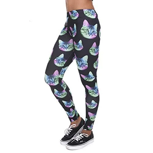 Kanora Middle Waisted Seamless Workout Leggings - Women’s Mandala Printed Yoga Leggings, Tummy Control Running Pants (Color Cat, One Size) Stylish Yoga Leggings Kanora Middle Waisted Seamless Workout Leggings - Women’s Mandala Printed Yoga Leggings, Tummy Control Running Pants (Color Cat, One Size) Stylish Yoga Leggings