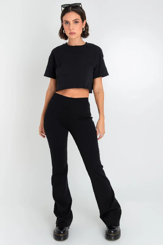 Legging ajustado fit flare cintura alta elástica Stylish Stretch-Waist Leggings