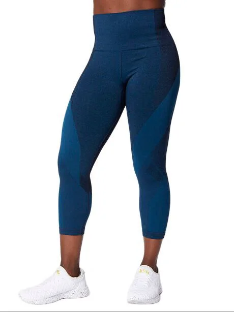LNDR Women's Teal Launch Crop High Rise Leggings #SL844 NWT Chic Printed Yoga Pants