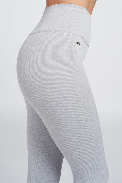 Luna high-waisted rib legging - Grey Melange Fashionable Plus-Size Activewear