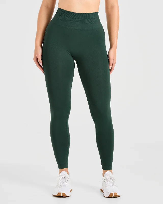 Power Seamless Leggings - Evergreen Fashionable Full-Length Active Leggings