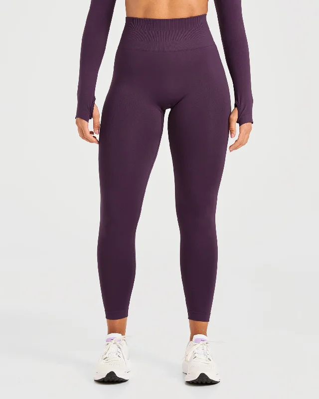 Power Seamless Leggings - Grape Wine Trendy Fitness Leggings