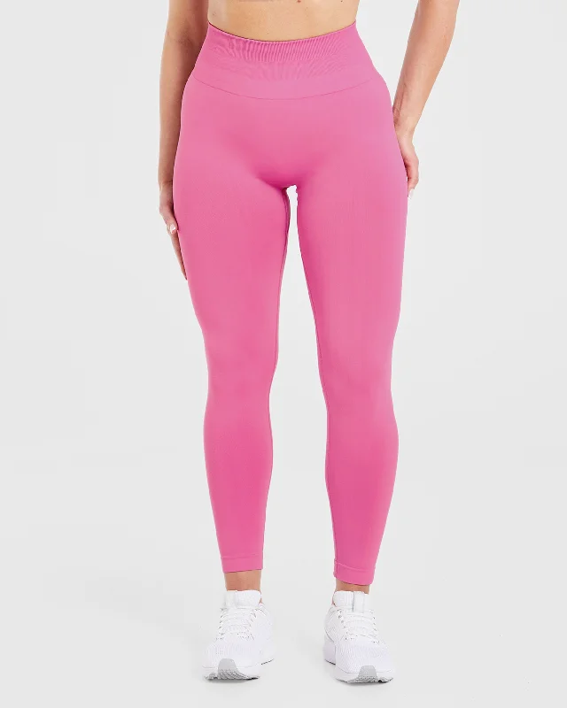 Power Seamless Leggings - Pink Fashionable Moisture-Wicking Leggings