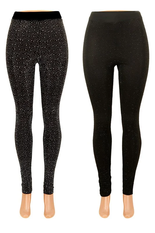 Rhinestone Pave Leggings Comfortable Compression Leggings