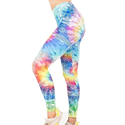 Tie Dye Seamless Workout Leggings - Women’s Colorful Mandala Printed Yoga Leggings, Tummy Control Running Pants Stylish Stretch Print Leggings Tie Dye Seamless Workout Leggings - Women’s Colorful Mandala Printed Yoga Leggings, Tummy Control Running Pants Stylish Stretch Print Leggings