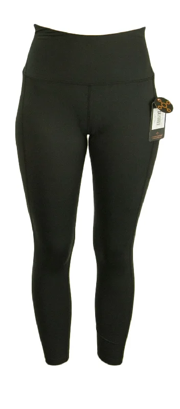 TOMMIE COPPER Women's Lower Back Support Leggings, Black Elegant Stretchy Faux Leather Leggings