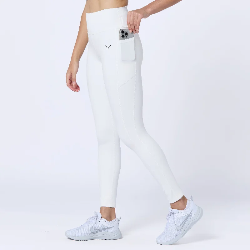 Essential Double Layered Leggings 27" - Pearl White Comfortable Tummy Shaping Leggings Essential Double Layered Leggings 27" - Pearl White Comfortable Tummy Shaping Leggings