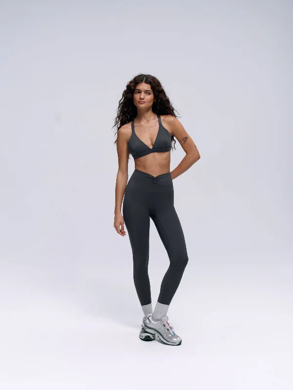 Ultimate Ruched Front Leggings - Graphite Grey Stylish Sweatproof Leggings