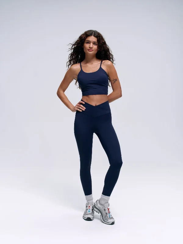 Ultimate Wrap Over Leggings - Navy Blue Classic Solid Color Leggings