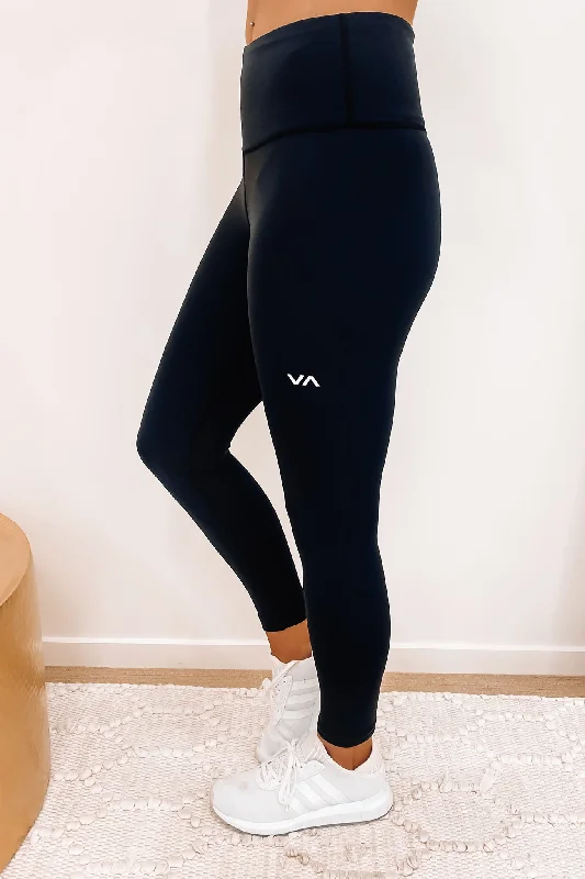 VA Essential Workout Leggings Black Fashionable Ribbed Knit Leggings