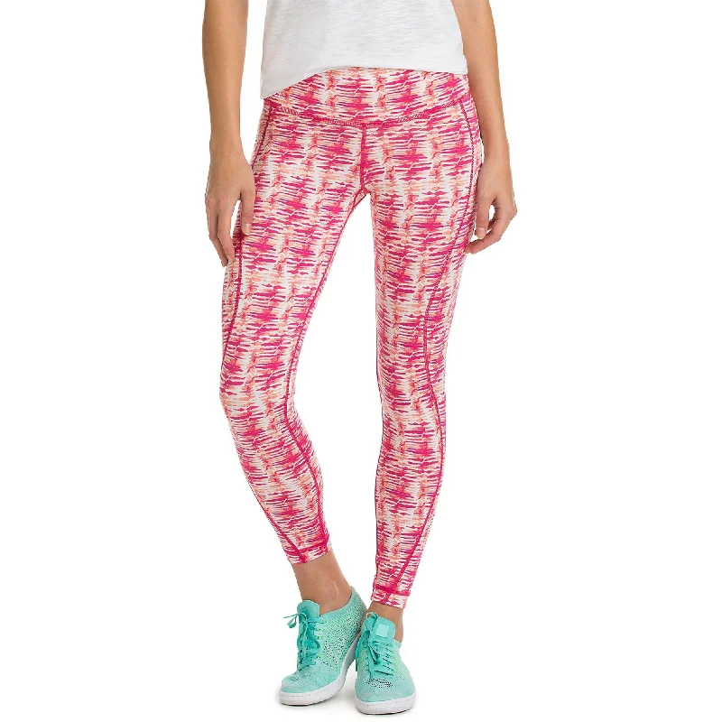 Vineyard Vines Watercolor Lines Printed Performance Legging Rhododendron Trendy Digital Print Leggings