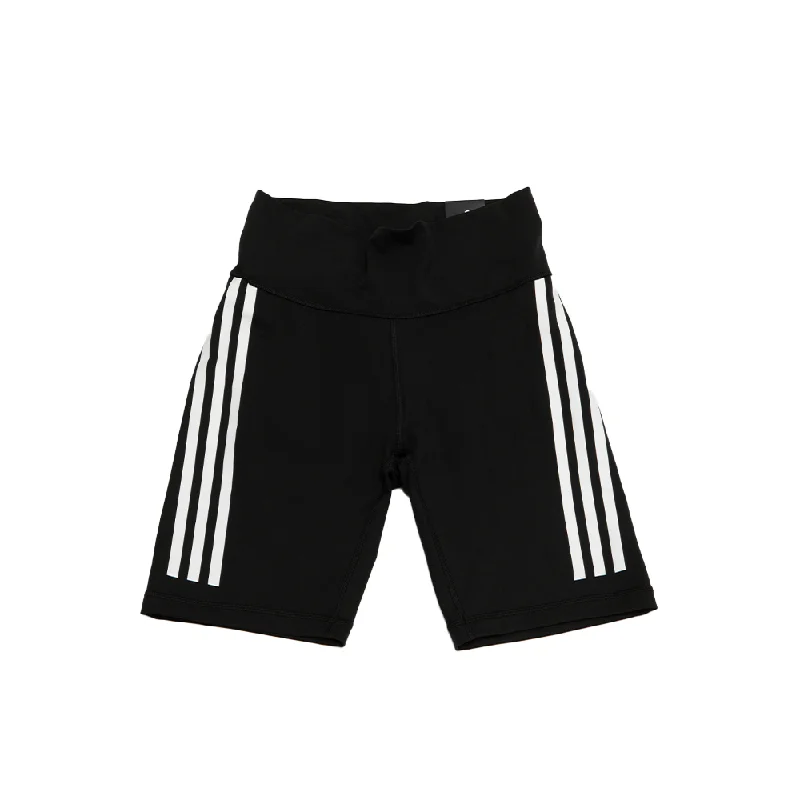 W Optime Trainicons 3-Stripes Bike Short Leggings 'Black' Comfortable Ribbed Sports Leggings