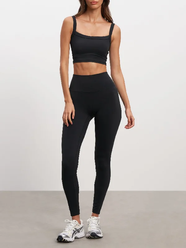 Womens Active Legging in Black Elegant Metallic Leggings