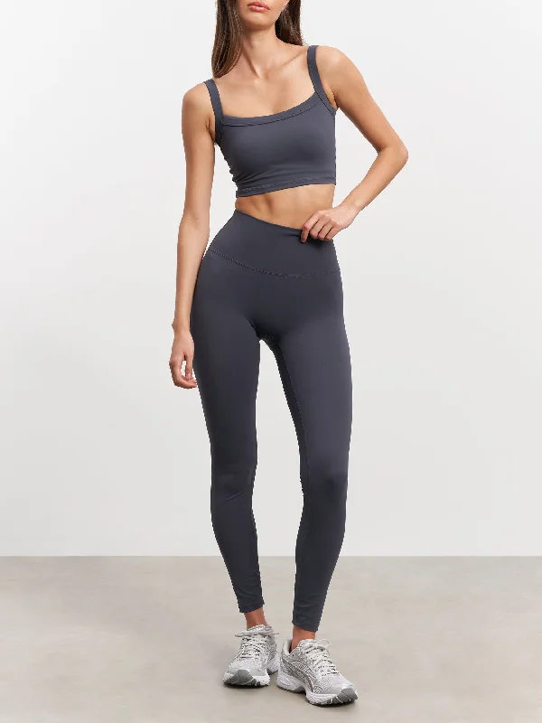 Womens Active Legging in Slate Blue Cozy Reflective Detail Leggings