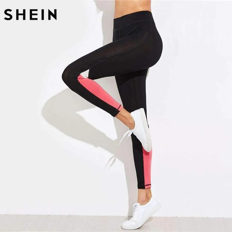 Women's Color Black Fitness Leggings Fashionable High-Rise Leggings