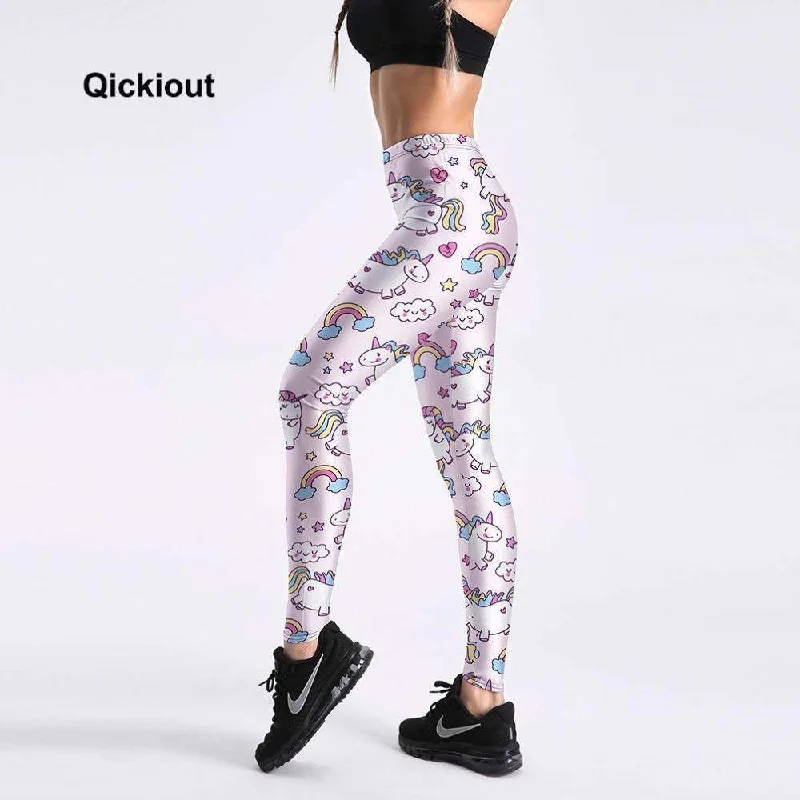 Women's Rainbow Stars Cartoon Fitness Leggings Elegant Full-Body Leggings