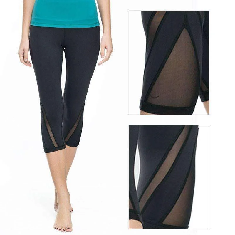 Womens Slim Sexy Mesh Breathable Leggings Comfortable Wide-Band Leggings