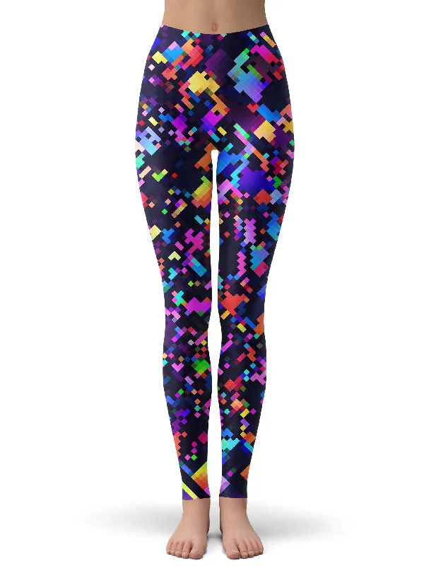 8-Bit Confetti Leggings Elegant Full-Body Leggings