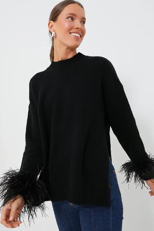 Black Agatha Wool Sweater Collared Crew Neck Turtle Neck
