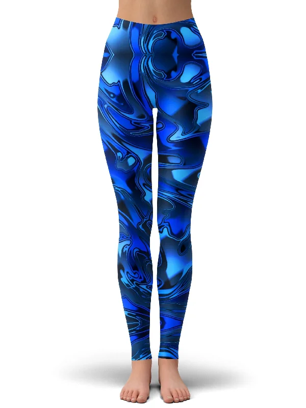 Blue Chromatic Melt Leggings Comfortable Tummy Shaping Leggings