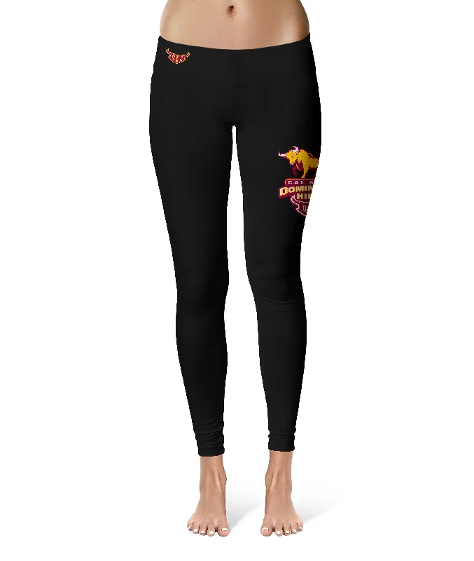 Cal State Dominguez Hills DH Large Logo on Thigh Black Yoga Leggings for Women by Vive La Fete Stylish Everyday Leggings