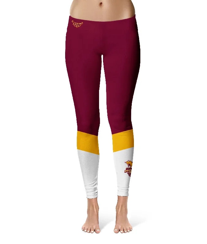 Cal State Dominguez Hills DH Toros CSUDH Ankle Color Block Maroon White Yoga Leggings for Women by Vive La Fete Comfortable Ribbed Waistband Leggings