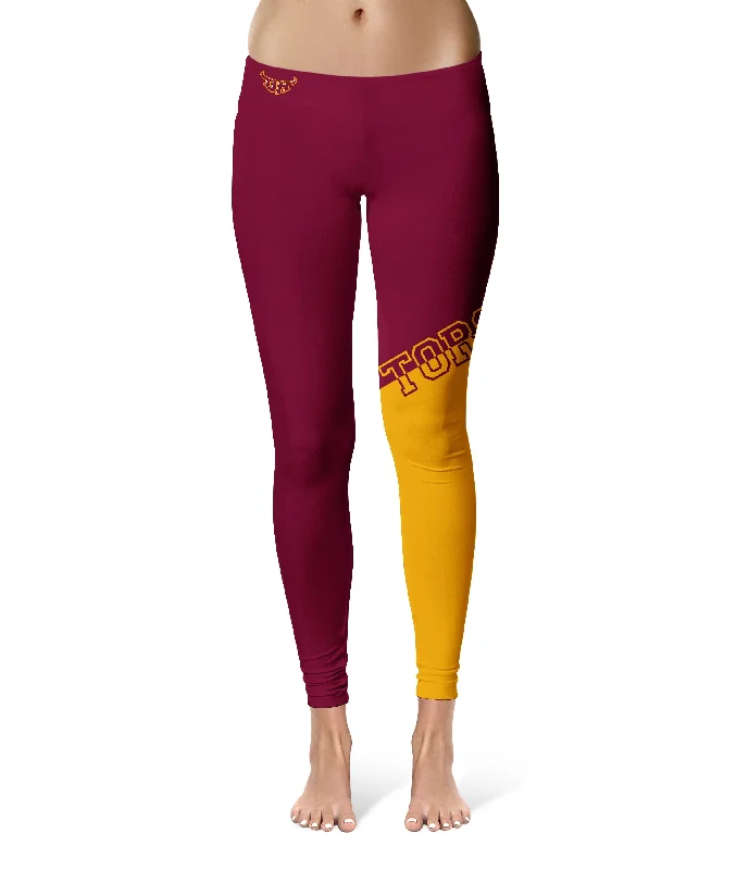 Cal State Dominguez Hills DH Toros Game Day Leg Color Block Red Black Yoga Leggings for Women by Vive La Fete Comfortable Athletic Tights