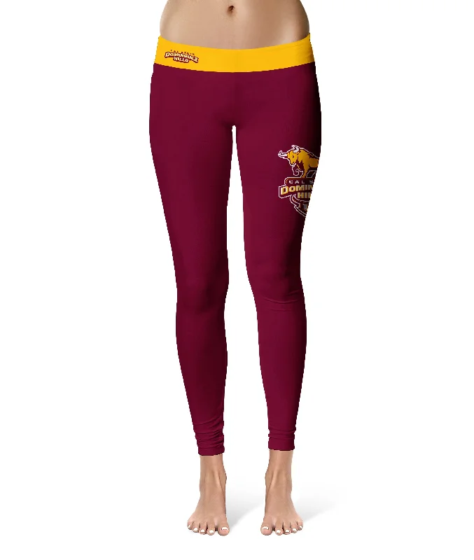 Cal State Dominguez Hills DH Toros Logo on Thigh Maroon Yoga Leggings for Women by Vive La Fete Comfortable Bootcut Workout Leggings