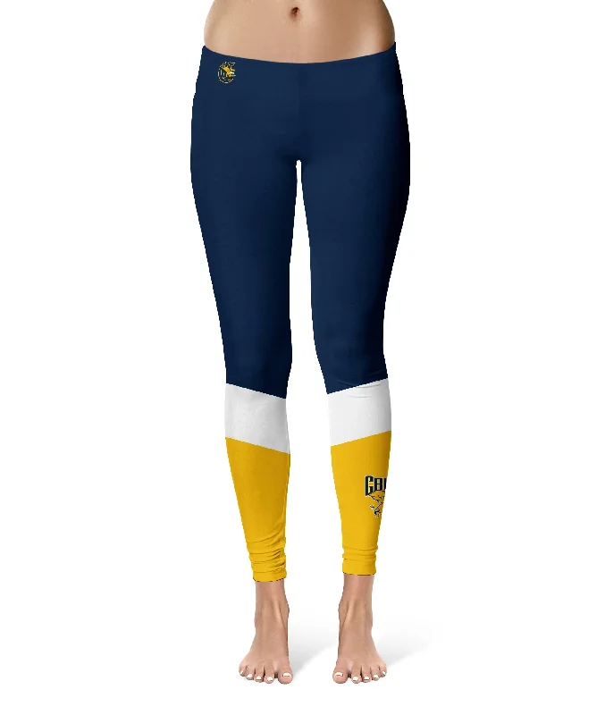 Canisius College Golden Griffins Game Day Ankle Color Block Blue Gold Yoga Leggings for Women by Vive La Fete Trendy Digital Print Leggings