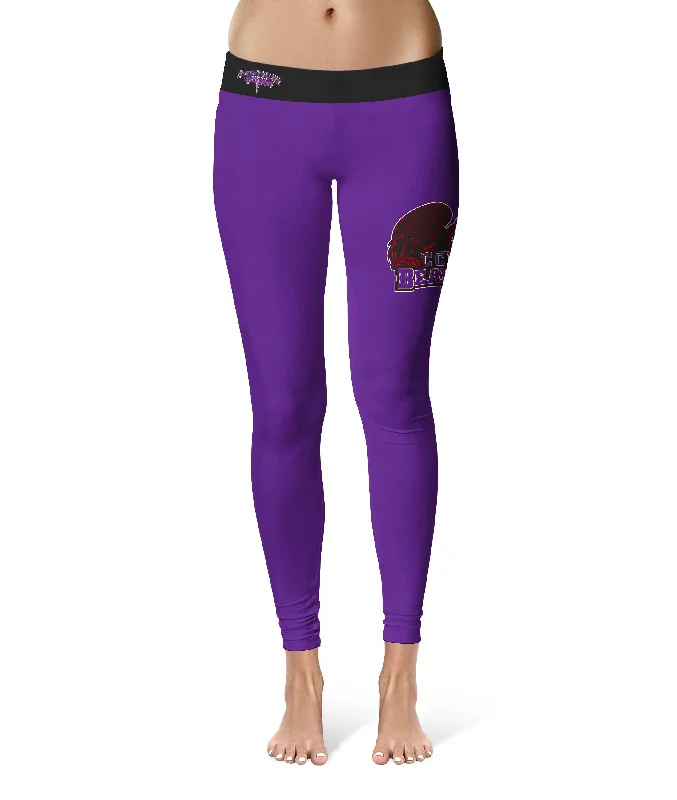 City College of New York CCNY Game Day Logo on Thigh Purple Yoga Leggings for Women by Vive La Fete Stylish Capri Leggings