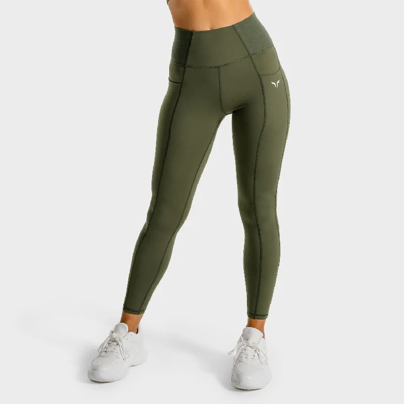 Core Leggings - 7/8 - Khaki Classic Solid Color Leggings