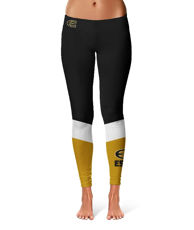 Emporia State Hornets Game Day Ankle Color Block Black Gold Yoga Leggings for Women by Vive La Fete Cozy Full-Length Workout Leggings