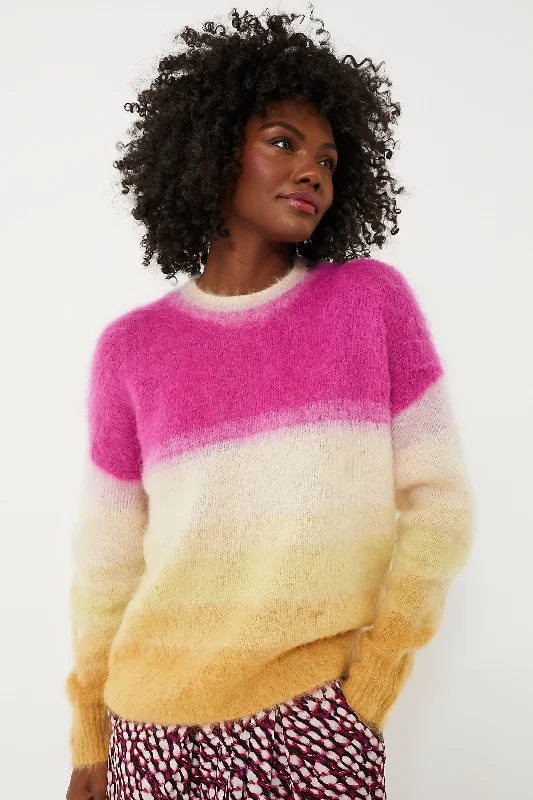 Fuchsia and Yellow Drussell Sweater Lace Blend Ribbed Blend Corduroy Blend