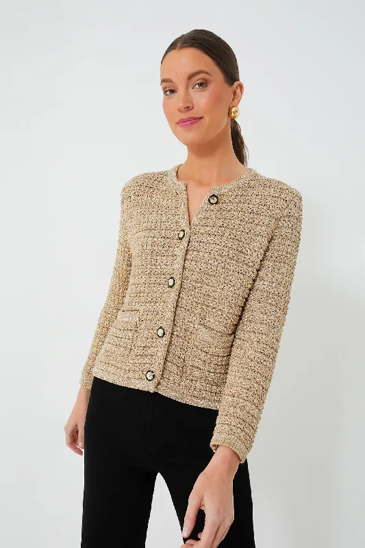 Gold Gaston Sweater Houndstooth Herringbone Solid